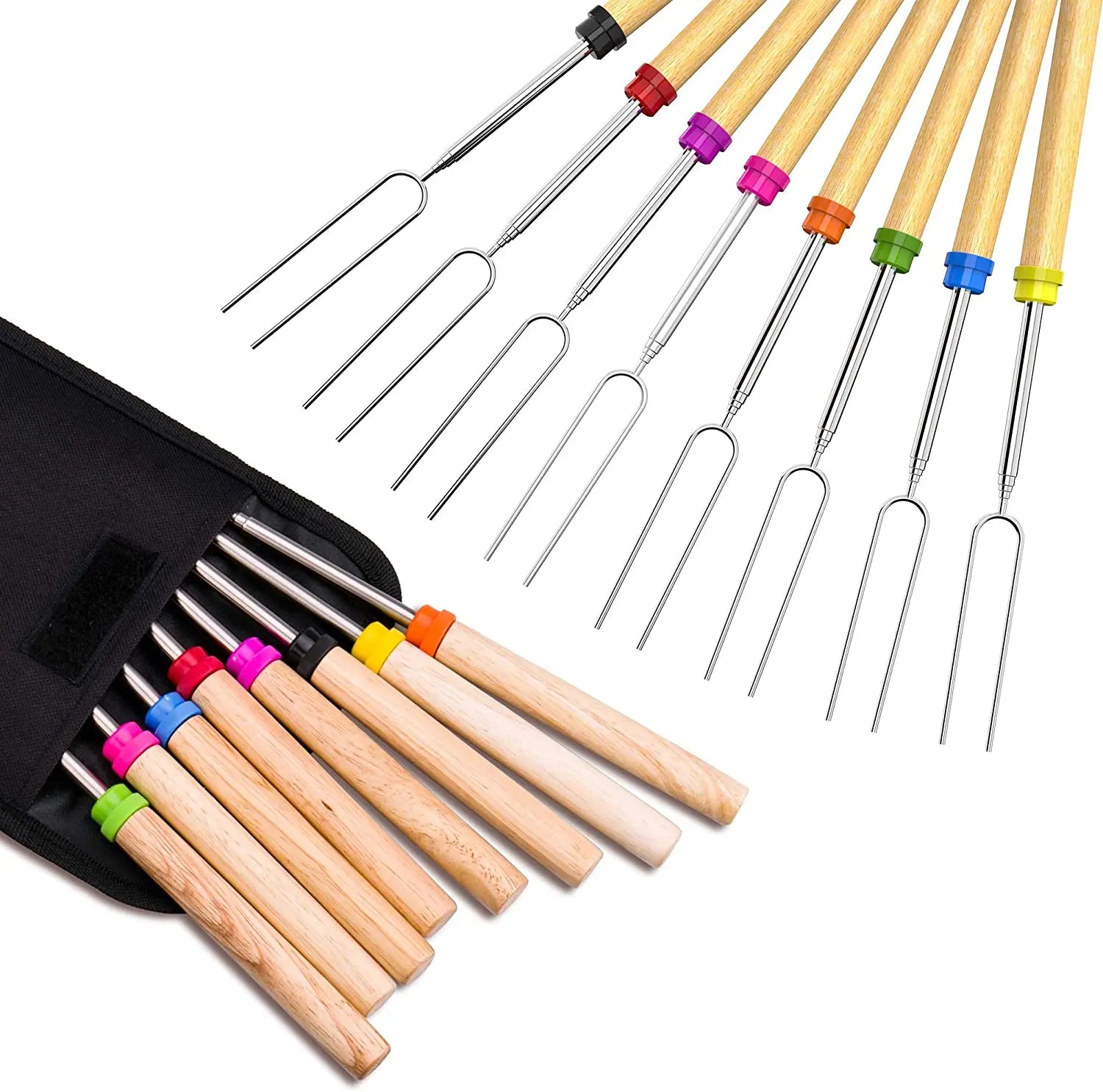 Marshmallow Roasting 8 Roasting Sticks 32 Inch Telescoping Extendable for BBQ and Outdoor(Pack of 8 Sticks) pattanaustralia